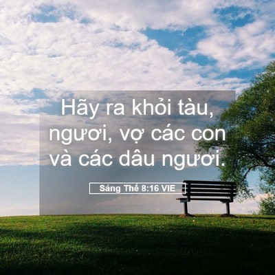 Picture 05 - Sáng Thế 8:16 VIE - Hãy ra khỏi tàu, ngươi, vợ các con và - Bible Verse Picture