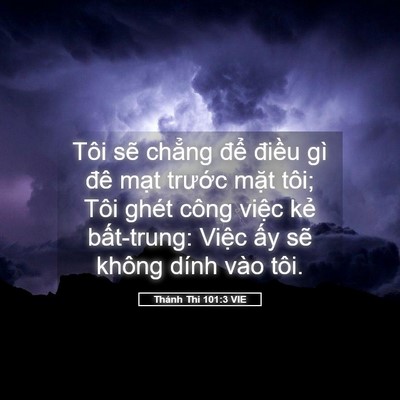 Picture 05 - Thánh Thi 101:3 VIE - Tôi sẽ chẳng để điều gì đê mạt - Bible Verse Picture