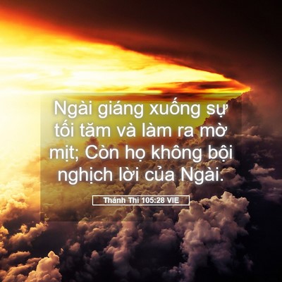 Picture 05 - Thánh Thi 105:28 VIE - Ngài giáng xuống sự tối tăm và làm ra - Bible Verse Picture