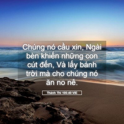 Picture 05 - Thánh Thi 105:40 VIE - Chúng nó cầu xin, Ngài bèn khiến những - Bible Verse Picture