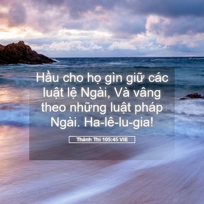 Picture 05 - Thánh Thi 105:45 VIE - Hầu cho họ gìn giữ các luật lệ Ngài, - Bible Verse Picture