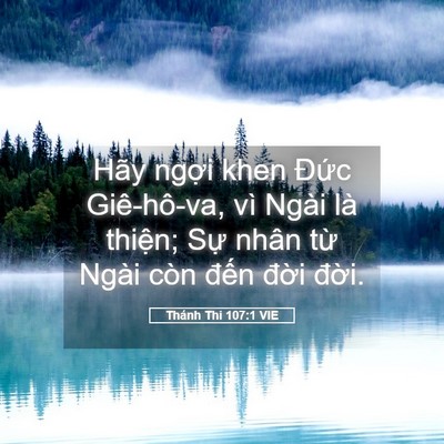 Picture 05 - Thánh Thi 107:1 VIE - Hãy ngợi khen Đức Giê-hô-va, vì Ngài - Bible Verse Picture