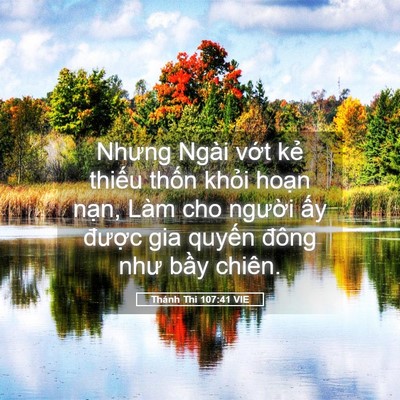 Picture 05 - Thánh Thi 107:41 VIE - Nhưng Ngài vớt kẻ thiếu thốn khỏi - Bible Verse Picture