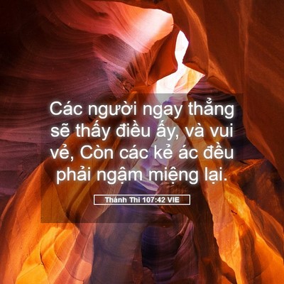 Picture 05 - Thánh Thi 107:42 VIE - Các người ngay thẳng sẽ thấy điều - Bible Verse Picture