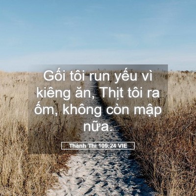 Picture 05 - Thánh Thi 109:24 VIE - Gối tôi run yếu vì kiêng ăn, Thịt tôi - Bible Verse Picture