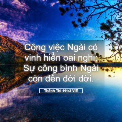 Picture 05 - Thánh Thi 111:3 VIE - Công việc Ngài có vinh hiển oai nghi; Sự - Bible Verse Picture