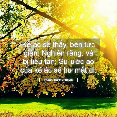 Picture 05 - Thánh Thi 112:10 VIE - Kẻ ác sẽ thấy, bèn tức giận, Nghiến - Bible Verse Picture