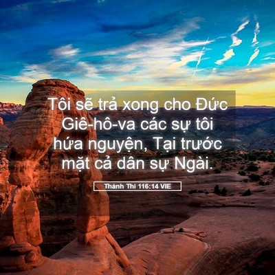 Picture 05 - Thánh Thi 116:14 VIE - Tôi sẽ trả xong cho Đức Giê-hô-va các - Bible Verse Picture