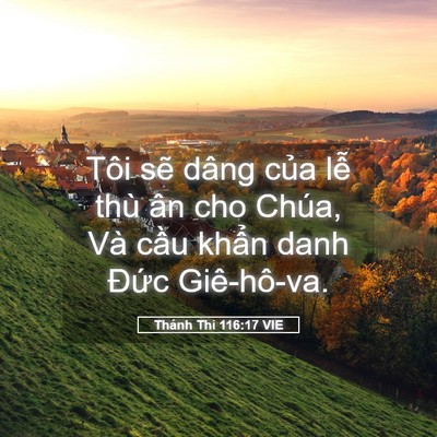 Picture 05 - Thánh Thi 116:17 VIE - Tôi sẽ dâng của lễ thù ân cho Chúa, - Bible Verse Picture
