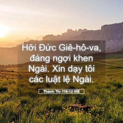 Picture 05 - Thánh Thi 119:12 VIE - Hỡi Đức Giê-hô-va, đáng ngợi khen - Bible Verse Picture