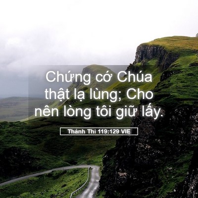 Picture 05 - Thánh Thi 119:129 VIE - Chứng cớ Chúa thật lạ lùng; Cho nên - Bible Verse Picture