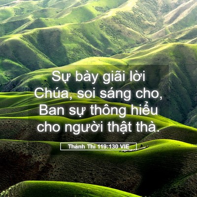 Picture 05 - Thánh Thi 119:130 VIE - Sự bày giãi lời Chúa, soi sáng cho, Ban - Bible Verse Picture
