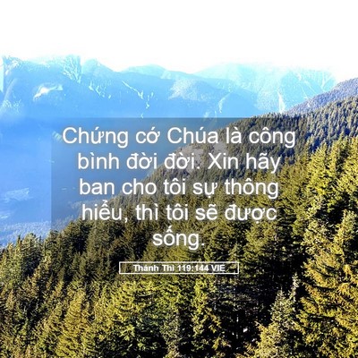 Picture 05 - Thánh Thi 119:144 VIE - Chứng cớ Chúa là công bình đời đời. - Bible Verse Picture