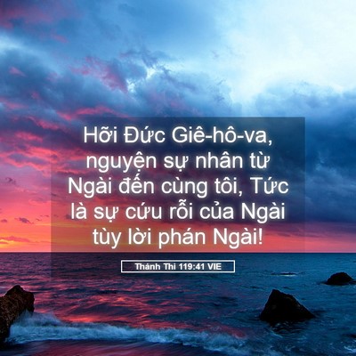 Picture 05 - Thánh Thi 119:41 VIE - Hỡi Đức Giê-hô-va, nguyện sự nhân - Bible Verse Picture