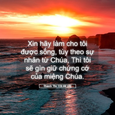 Picture 05 - Thánh Thi 119:88 VIE - Xin hãy làm cho tôi được sống, tùy theo - Bible Verse Picture