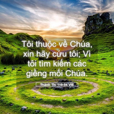 Picture 05 - Thánh Thi 119:94 VIE - Tôi thuộc về Chúa, xin hãy cứu tôi; Vì - Bible Verse Picture