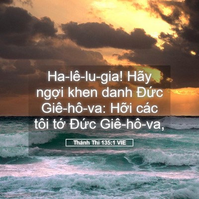Picture 05 - Thánh Thi 135:1 VIE - Ha-lê-lu-gia! Hãy ngợi khen danh Đức - Bible Verse Picture