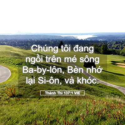 Picture 05 - Thánh Thi 137:1 VIE - Chúng tôi đang ngồi trên mé sông - Bible Verse Picture