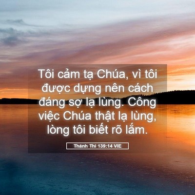 Picture 05 - Thánh Thi 139:14 VIE - Tôi cảm tạ Chúa, vì tôi được dựng - Bible Verse Picture