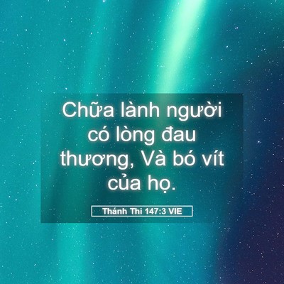 Picture 05 - Thánh Thi 147:3 VIE - Chữa lành người có lòng đau thương, - Bible Verse Picture
