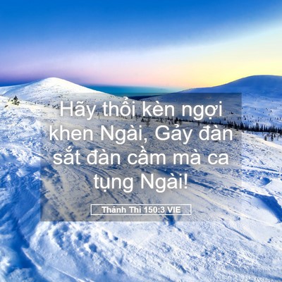 Picture 05 - Thánh Thi 150:3 VIE - Hãy thổi kèn ngợi khen Ngài, Gảy đàn - Bible Verse Picture
