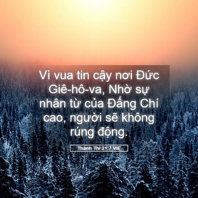 Picture 05 - Thánh Thi 21:7 VIE - Vì vua tin cậy nơi Đức Giê-hô-va, Nhờ - Bible Verse Picture
