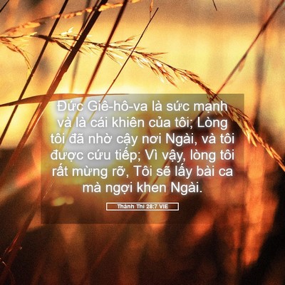 Picture 05 - Thánh Thi 28:7 VIE - Đức Giê-hô-va là sức mạnh và là cái - Bible Verse Picture