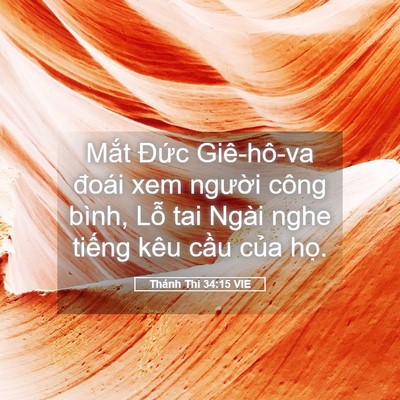 Picture 05 - Thánh Thi 34:15 VIE - Mắt Đức Giê-hô-va đoái xem người - Bible Verse Picture