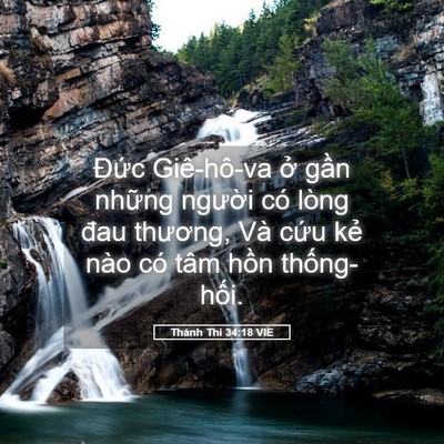 Picture 05 - Thánh Thi 34:18 VIE - Đức Giê-hô-va ở gần những người có - Bible Verse Picture