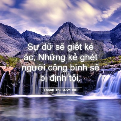 Picture 05 - Thánh Thi 34:21 VIE - Sự dữ sẽ giết kẻ ác; Những kẻ - Bible Verse Picture