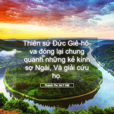 Picture 05 - Thánh Thi 34:7 VIE - Thiên sứ Đức Giê-hô-va đóng lại chung - Bible Verse Picture
