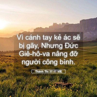 Picture 05 - Thánh Thi 37:17 VIE - Vì cánh tay kẻ ác sẽ bị gãy, Nhưng - Bible Verse Picture