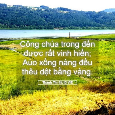 Picture 05 - Thánh Thi 45:13 VIE - Công chúa trong đền được rất vinh - Bible Verse Picture