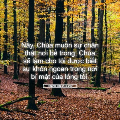 Picture 05 - Thánh Thi 51:6 VIE - Nầy, Chúa muốn sự chân thật nơi bề - Bible Verse Picture