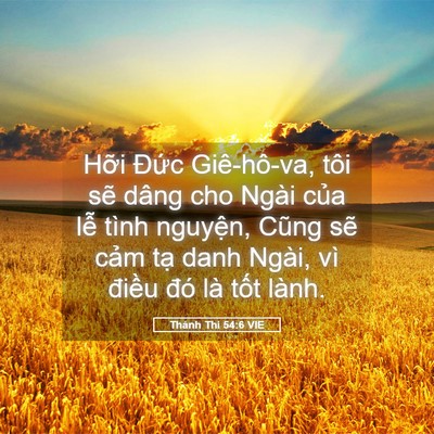 Picture 05 - Thánh Thi 54:6 VIE - Hỡi Đức Giê-hô-va, tôi sẽ dâng cho - Bible Verse Picture