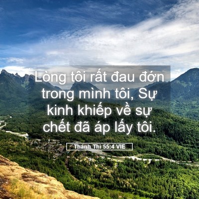 Picture 05 - Thánh Thi 55:4 VIE - Lòng tôi rất đau đớn trong mình tôi, - Bible Verse Picture