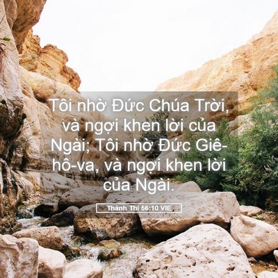 Picture 05 - Thánh Thi 56:10 VIE - Tôi nhờ Đức Chúa Trời, và ngợi khen - Bible Verse Picture