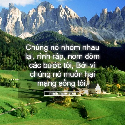 Picture 05 - Thánh Thi 56:6 VIE - Chúng nó nhóm nhau lại, rình rập, nom - Bible Verse Picture