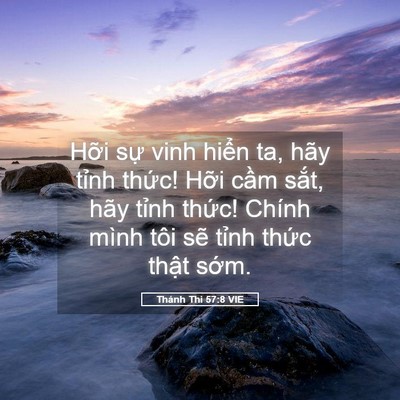 Picture 05 - Thánh Thi 57:8 VIE - Hỡi sự vinh hiển ta, hãy tỉnh thức! - Bible Verse Picture
