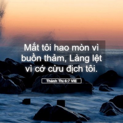 Picture 05 - Thánh Thi 6:7 VIE - Mắt tôi hao mòn vì buồn thảm, Làng - Bible Verse Picture