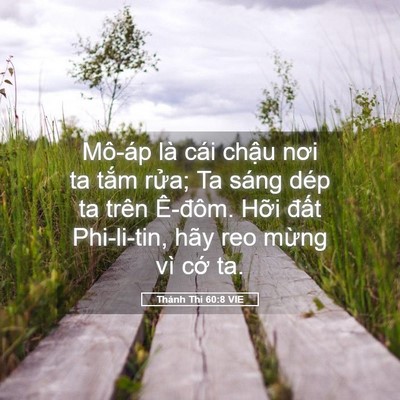 Picture 05 - Thánh Thi 60:8 VIE - Mô-áp là cái chậu nơi ta tắm rửa; Ta - Bible Verse Picture