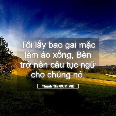 Picture 05 - Thánh Thi 69:11 VIE - Tôi lấy bao gai mặc làm áo xống, Bèn - Bible Verse Picture