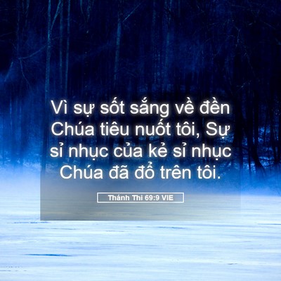 Picture 05 - Thánh Thi 69:9 VIE - Vì sự sốt sắng về đền Chúa tiêu - Bible Verse Picture