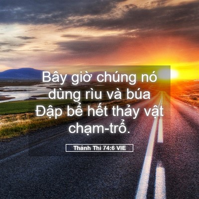 Picture 05 - Thánh Thi 74:6 VIE - Bây giờ chúng nó dùng rìu và búa Đập - Bible Verse Picture