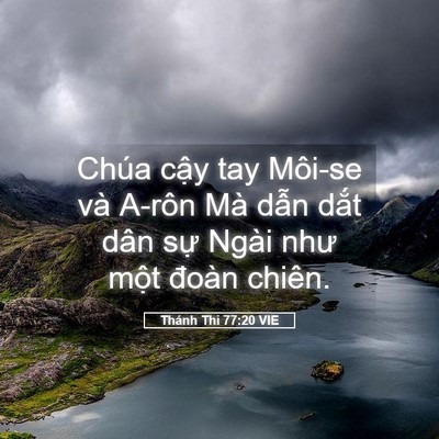 Picture 05 - Thánh Thi 77:20 VIE - Chúa cậy tay Môi-se và A-rôn Mà dẫn - Bible Verse Picture