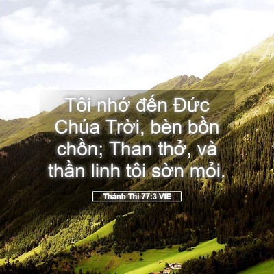 Picture 05 - Thánh Thi 77:3 VIE - Tôi nhớ đến Đức Chúa Trời, bèn bồn - Bible Verse Picture