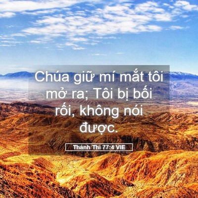 Picture 05 - Thánh Thi 77:4 VIE - Chúa giữ mí mắt tôi mở ra; Tôi bị - Bible Verse Picture