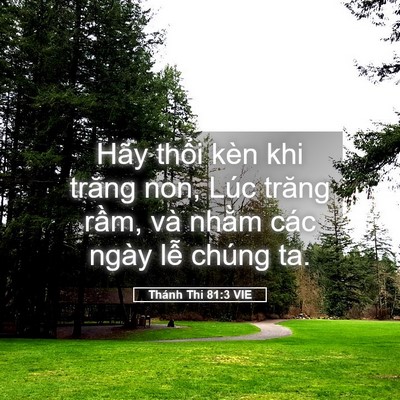 Picture 05 - Thánh Thi 81:3 VIE - Hãy thổi kèn khi trăng non, Lúc trăng - Bible Verse Picture