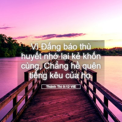 Picture 05 - Thánh Thi 9:12 VIE - Vì Đấng báo thù huyết nhớ lại kẻ - Bible Verse Picture