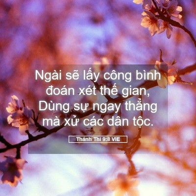 Picture 05 - Thánh Thi 9:8 VIE - Ngài sẽ lấy công bình đoán xét thế - Bible Verse Picture